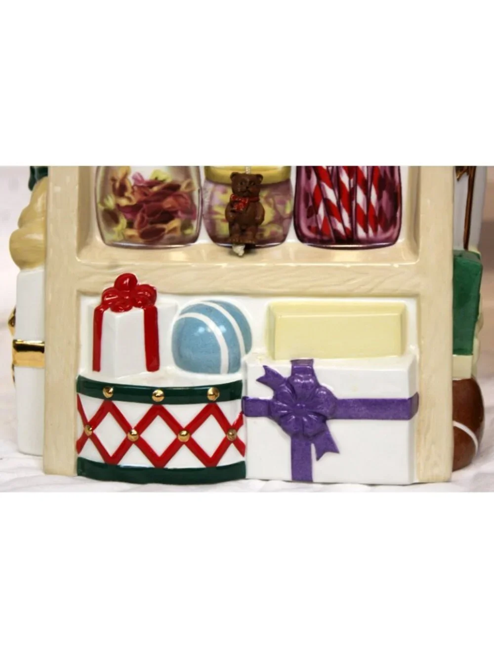 Lenox Santa Holiday Candy Cookie Jar Musical Photo Shot Ceramic Christmas Villag